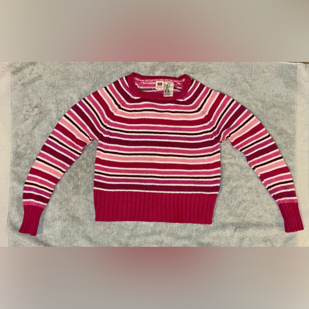 Faded Glory Pink Stripe Girls Sweater size 14/16